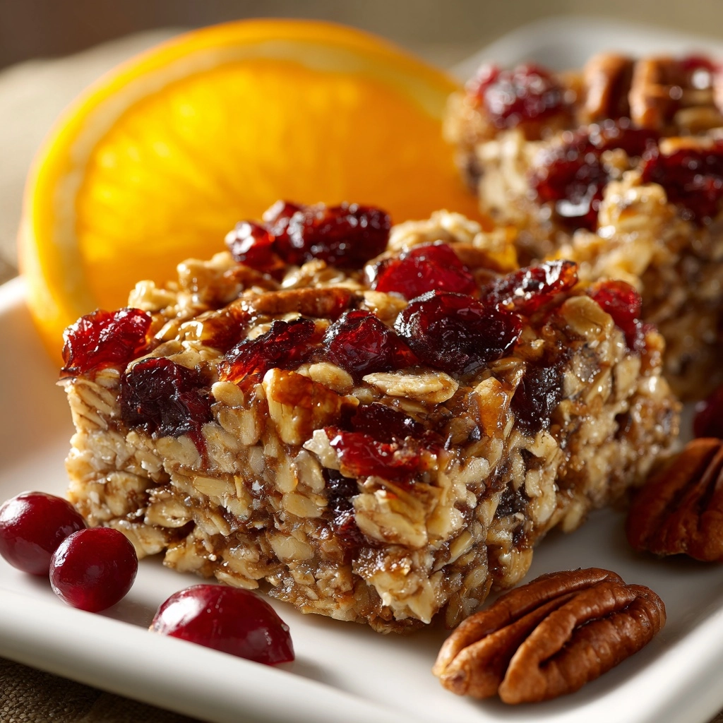 Cranberry, Orange & Pecan Oatmeal Bars Recipe - Recipe Image