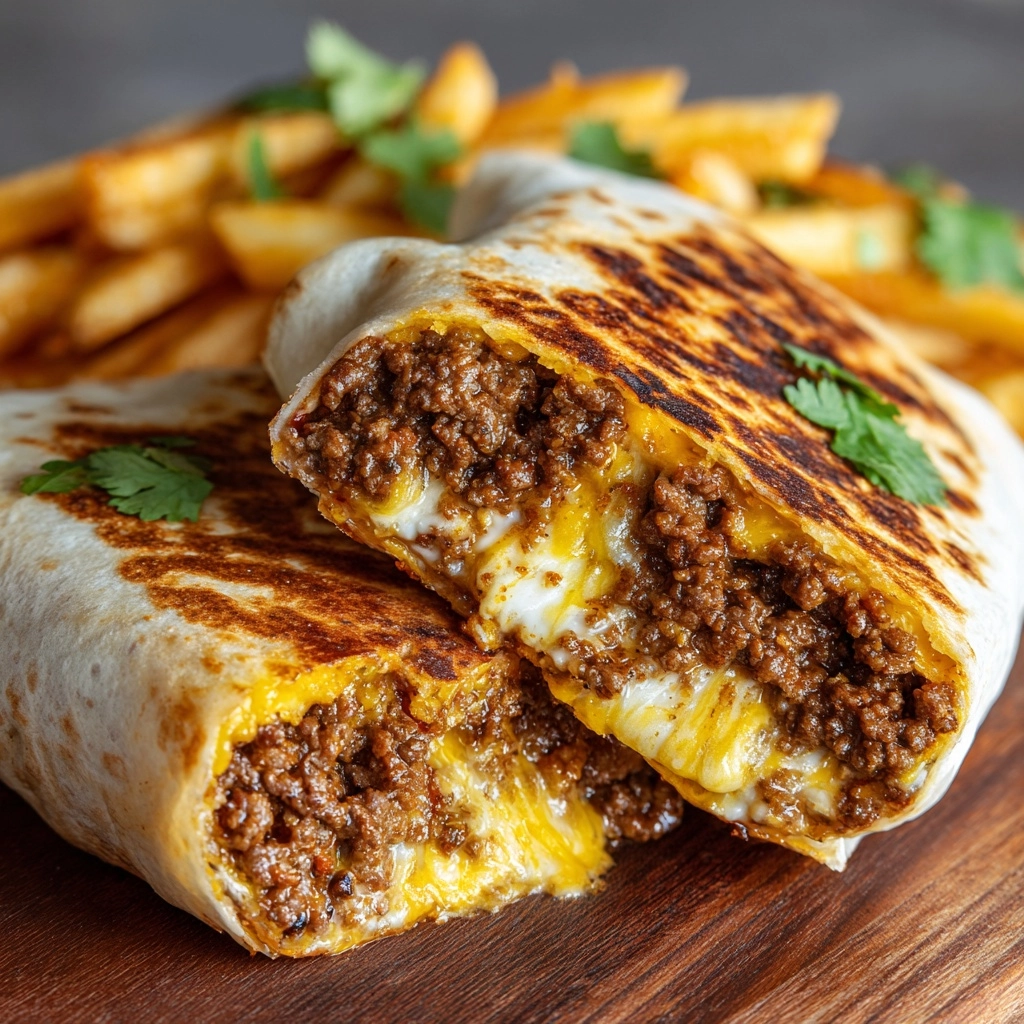 Cheesy Beef Burritos with Fries Recipe - Recipe Image