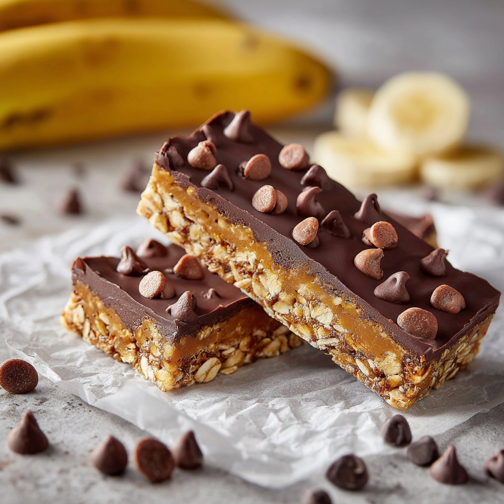 Dark Chocolate Greek Yogurt Banana Snack Bars Recipe - Recipe Image