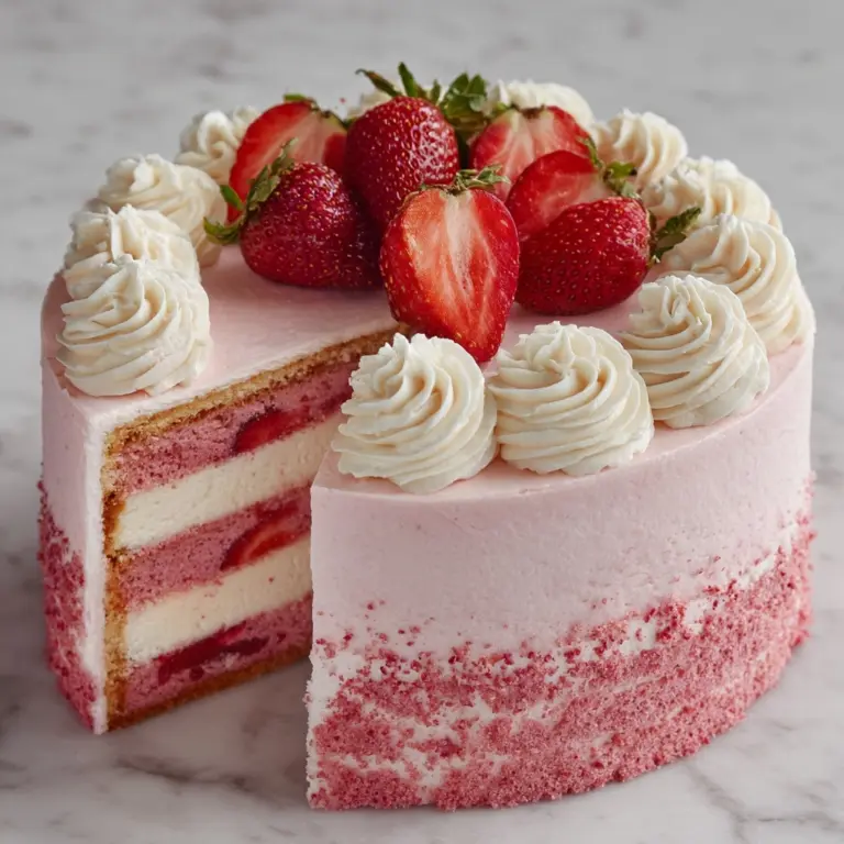 Moist Strawberry Cake with Fresh Strawberry Buttercream Recipe