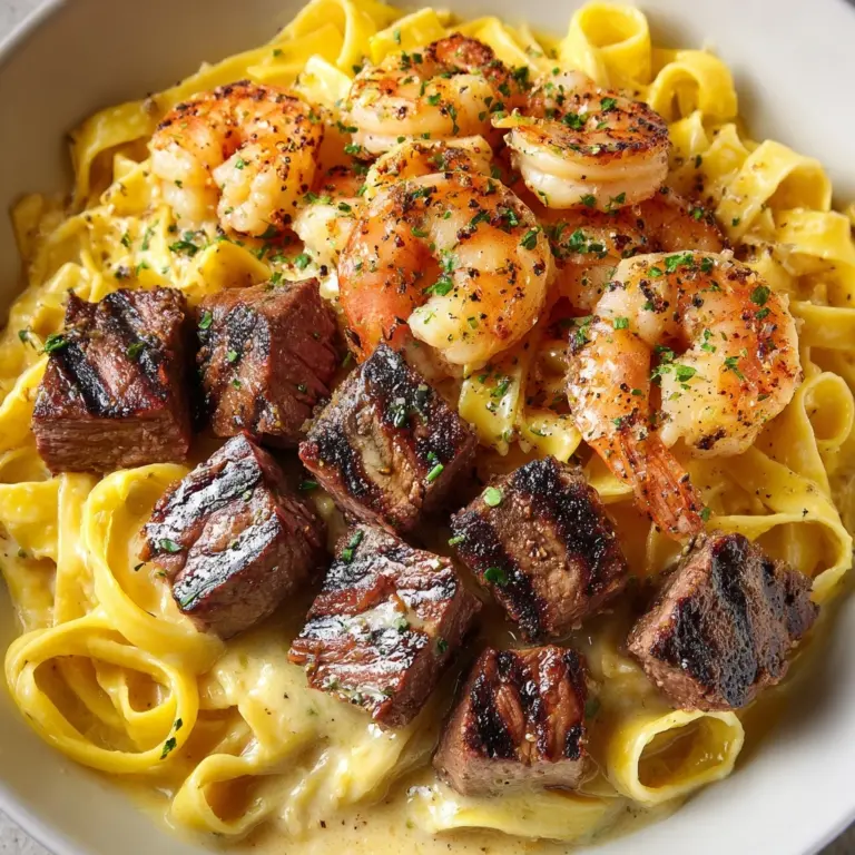 Blackened Steak and Shrimp Alfredo Recipe