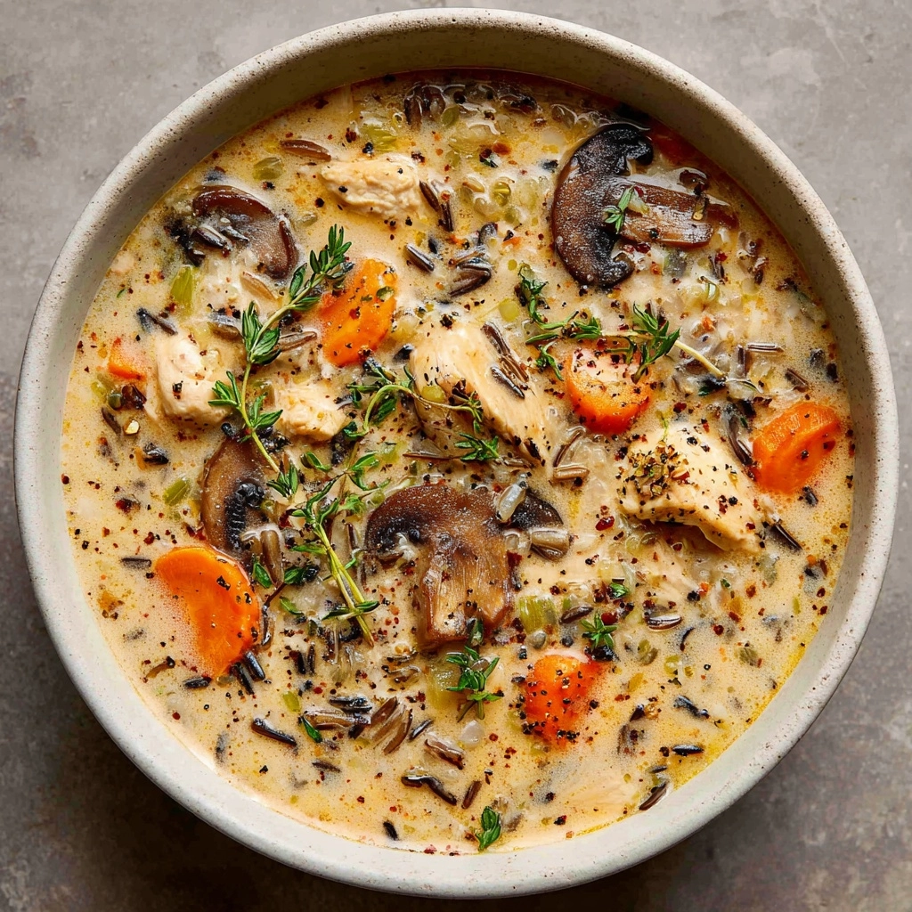 Creamy Mushroom Chicken and Wild Rice Soup Recipe - Recipe Image