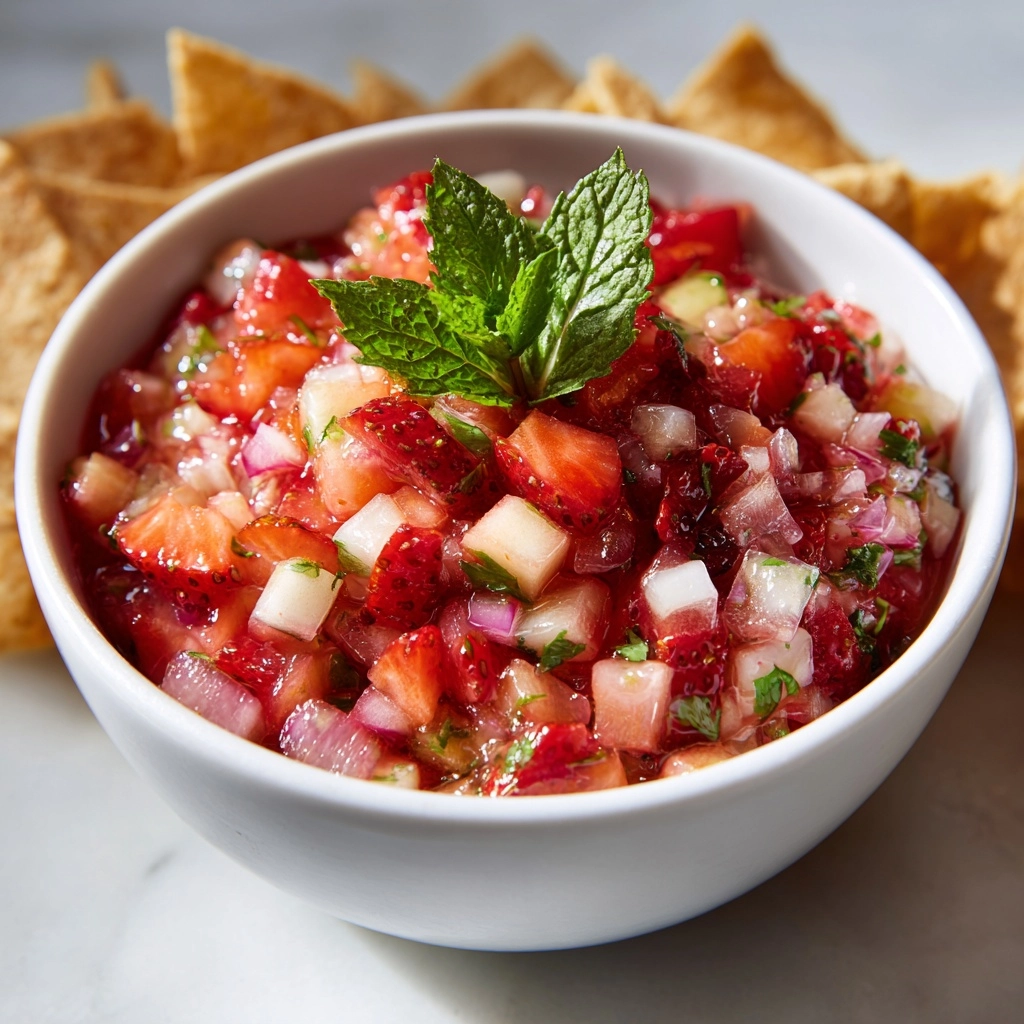 Dessert Strawberry Salsa with Cinnamon Chips Recipe - Recipe Image