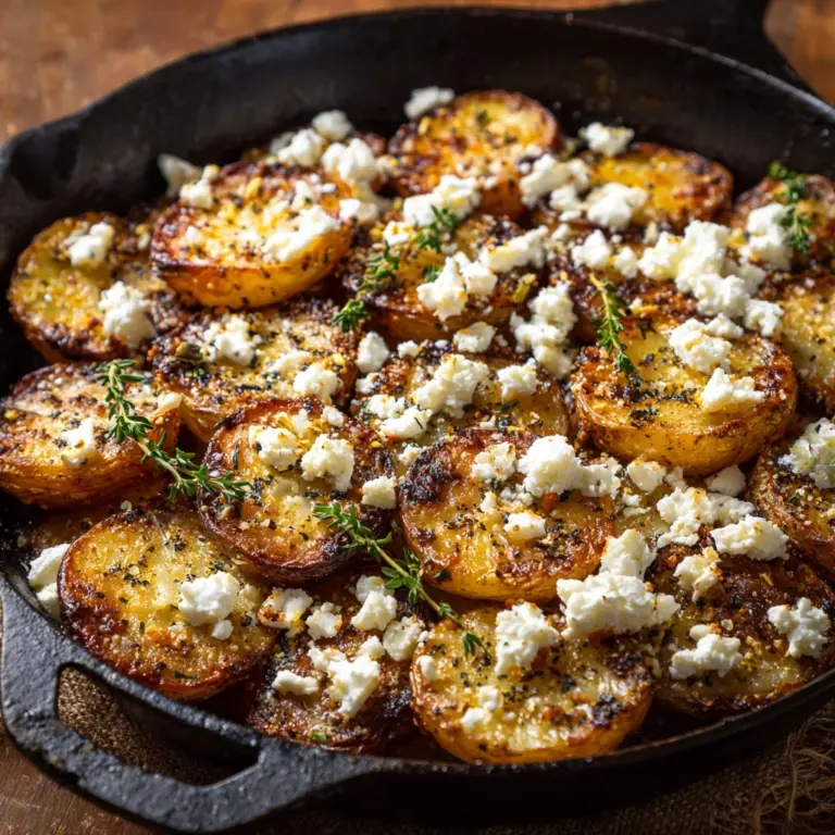 Roasted Potatoes with Baked Feta and Garlic Recipe