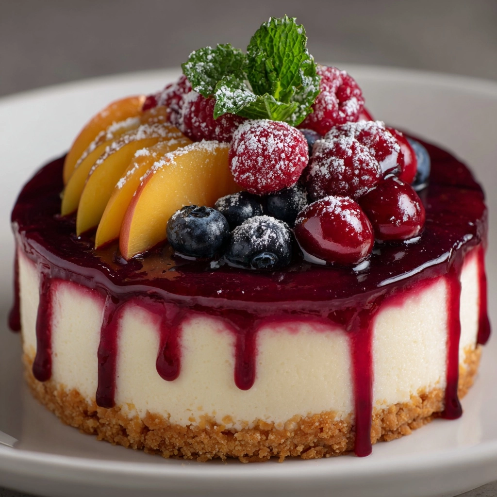 Summer Berry Peach Cheesecake: A Deliciously Refreshing Dessert Recipe - Recipe Image