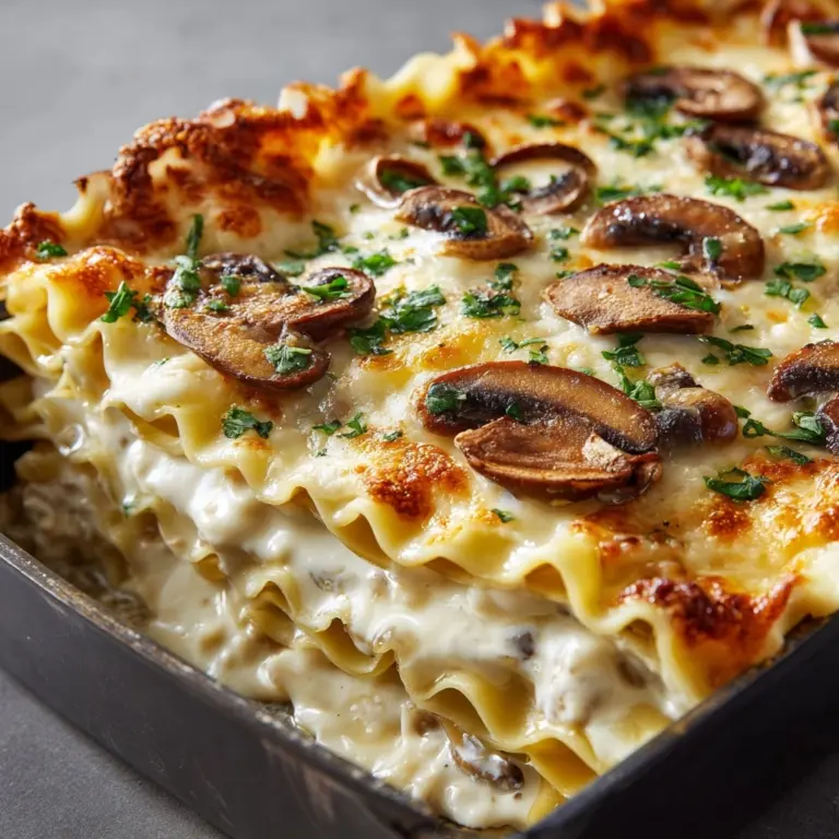 Cheesy Mushroom Chicken Alfredo Lasagna Recipe