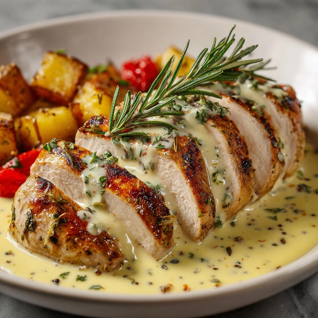 Chicken with Creamy Mustard Asiago Sauce Recipe - Recipe Image