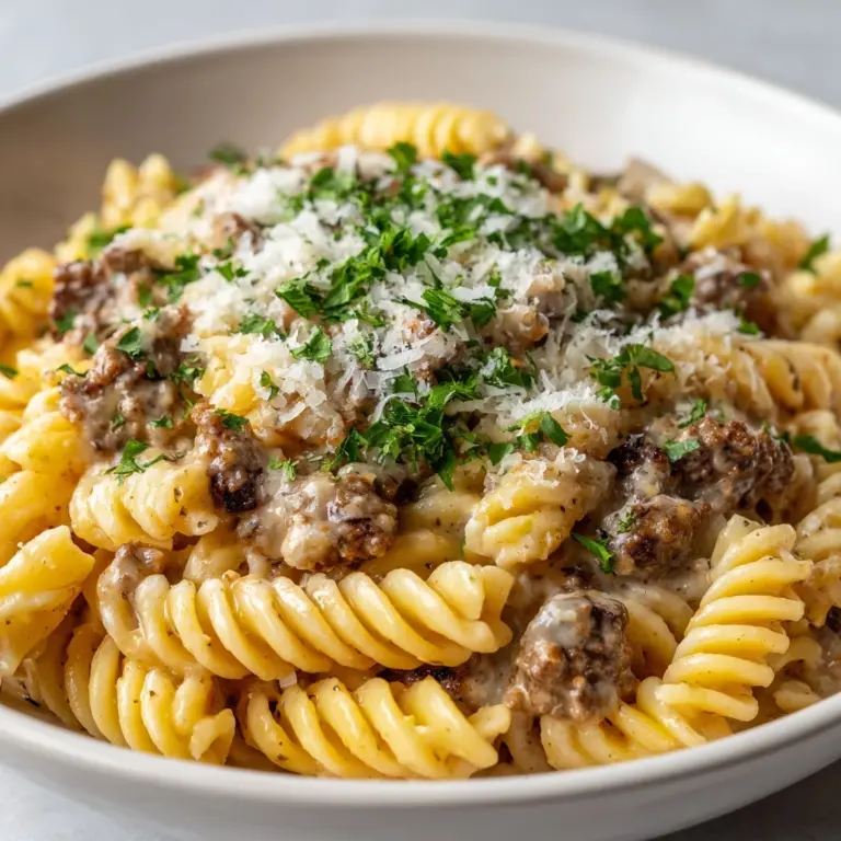 Beef and Rotini in Garlic Parmesan Sauce Recipe