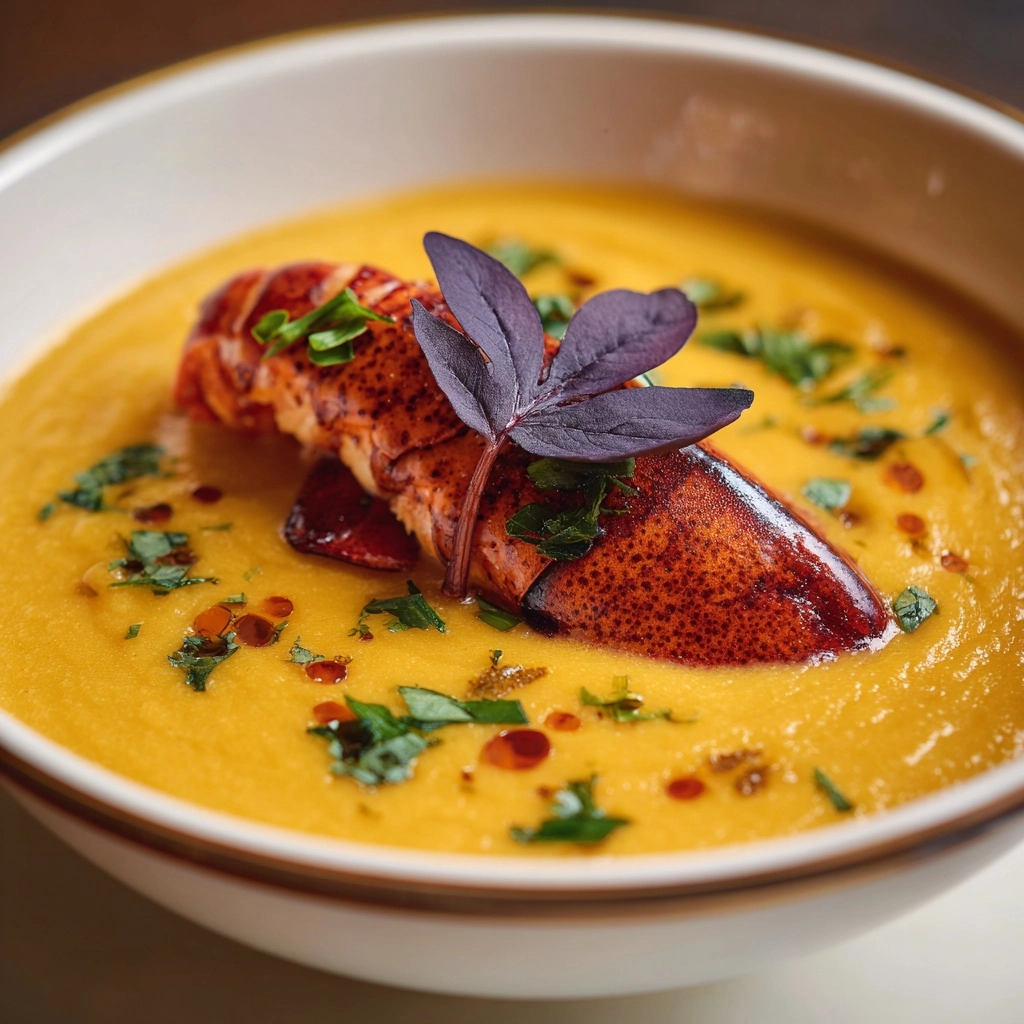 Exquisite Lobster Bisque with Saffron Infusion Recipe - Recipe Image