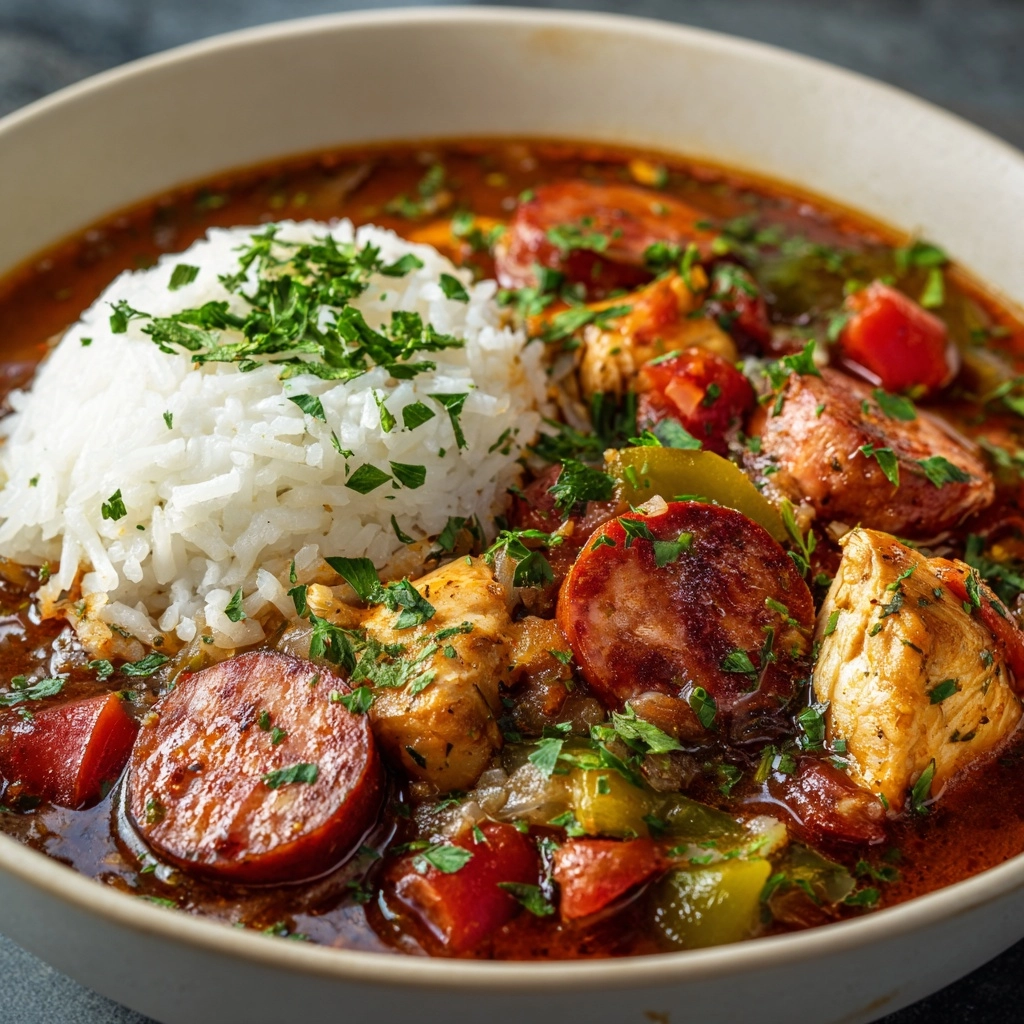 Cajun Chicken and Sausage Gumbo Recipe - Recipe Image