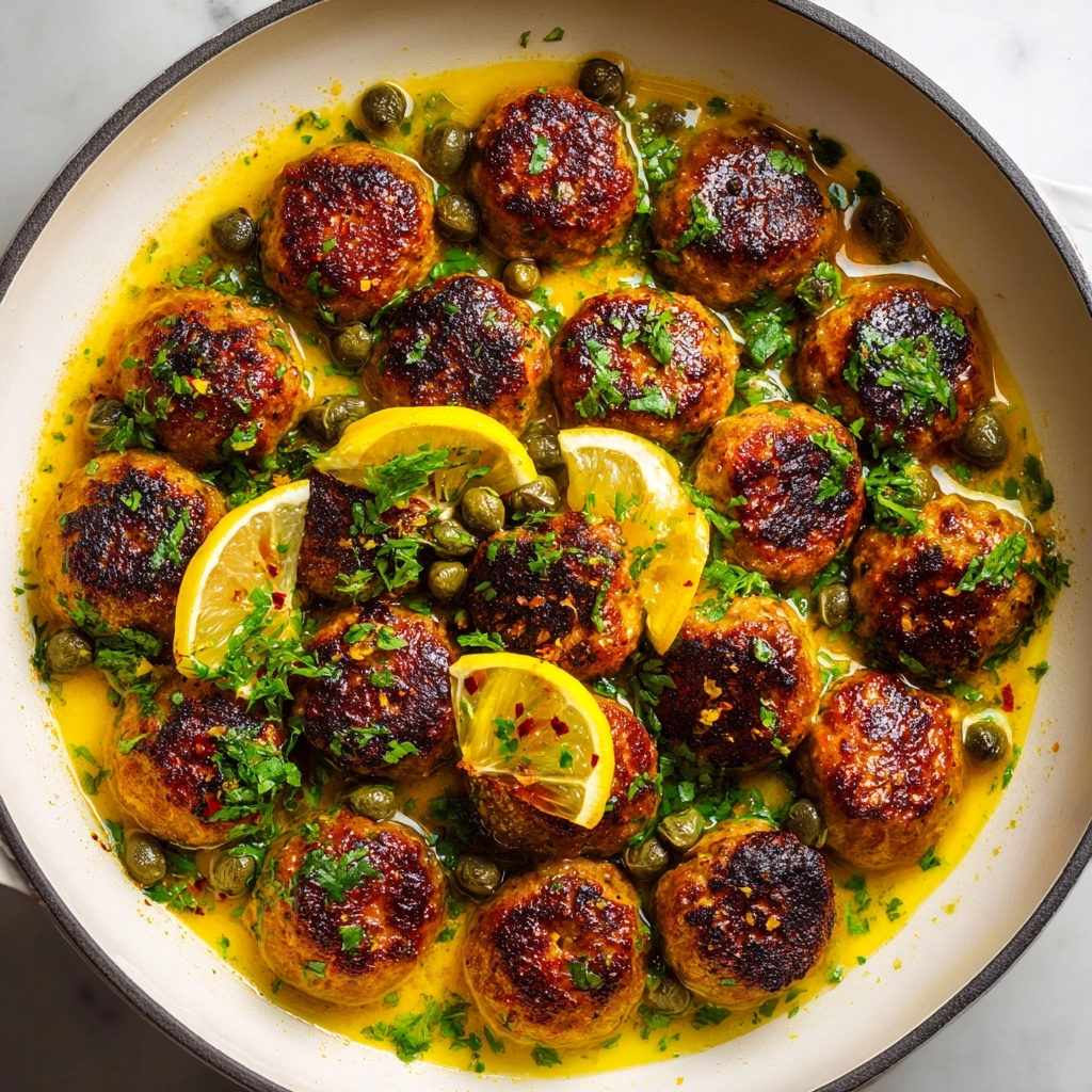 Saucy Chicken Piccata Meatballs Recipe - Recipe Image