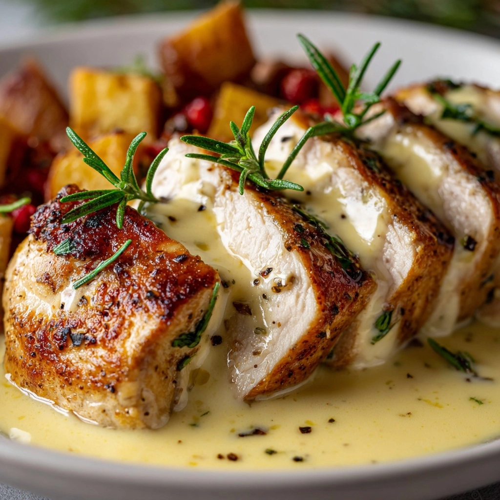 Chicken with Creamy Mustard Asiago Sauce Recipe - Recipe Image