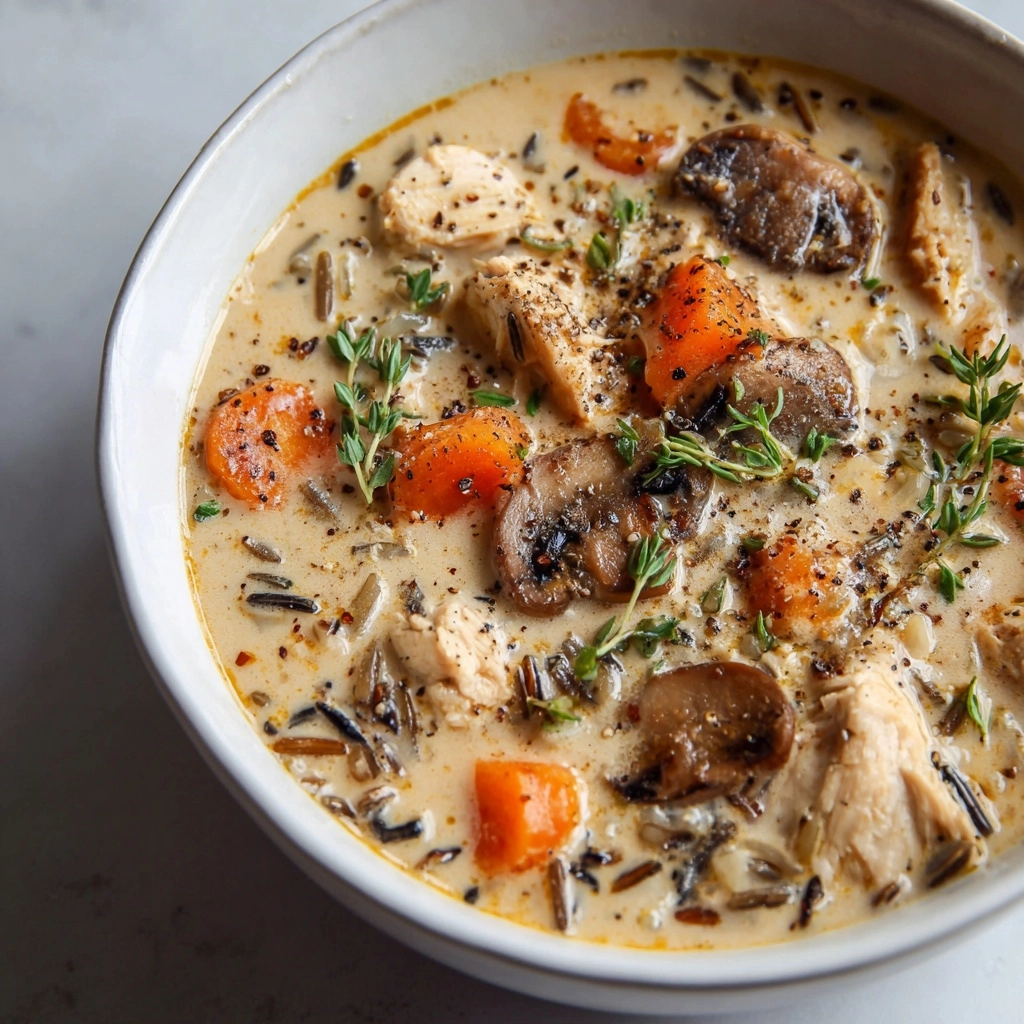 Creamy Mushroom Chicken and Wild Rice Soup Recipe - Recipe Image