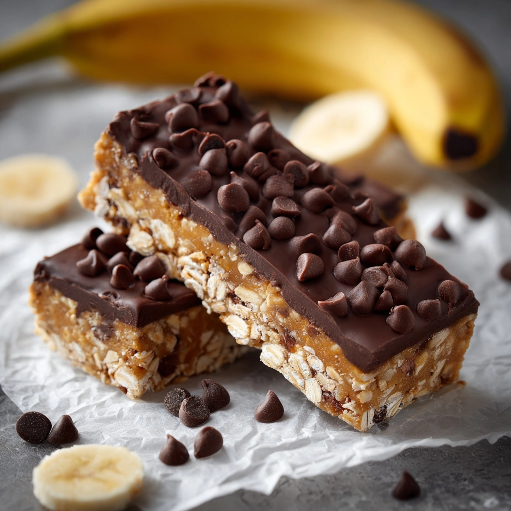Dark Chocolate Greek Yogurt Banana Snack Bars Recipe - Recipe Image