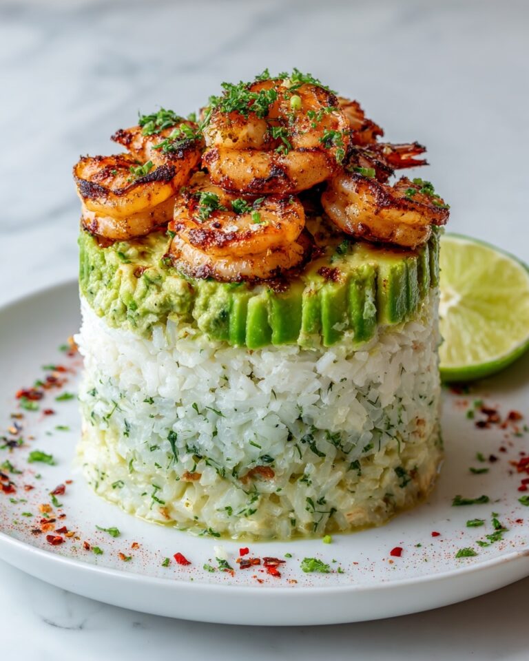 Honey Lime Shrimp & Avocado Rice Stack Recipe