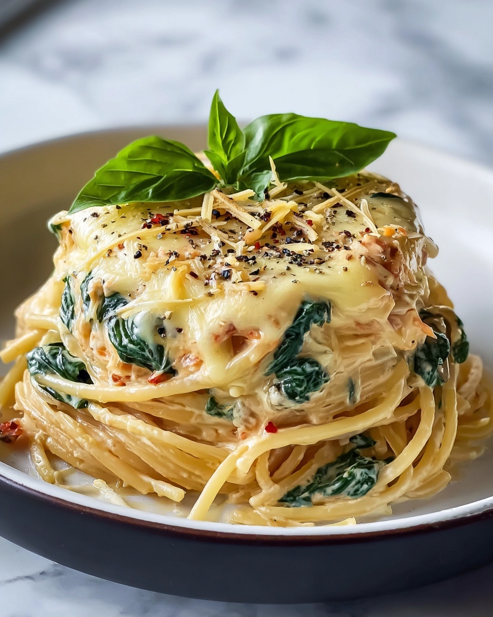Spaghetti & Spinach with Sun-Dried Tomato Cream Sauce Recipe - Recipe Image