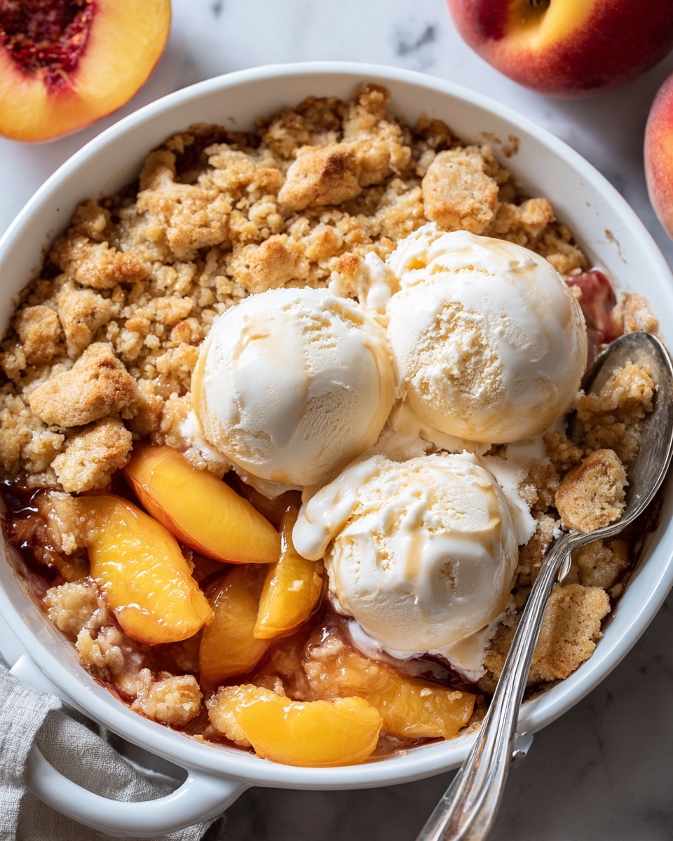 Peach Cobbler with Vanilla Ice Cream Recipe - Recipe Image