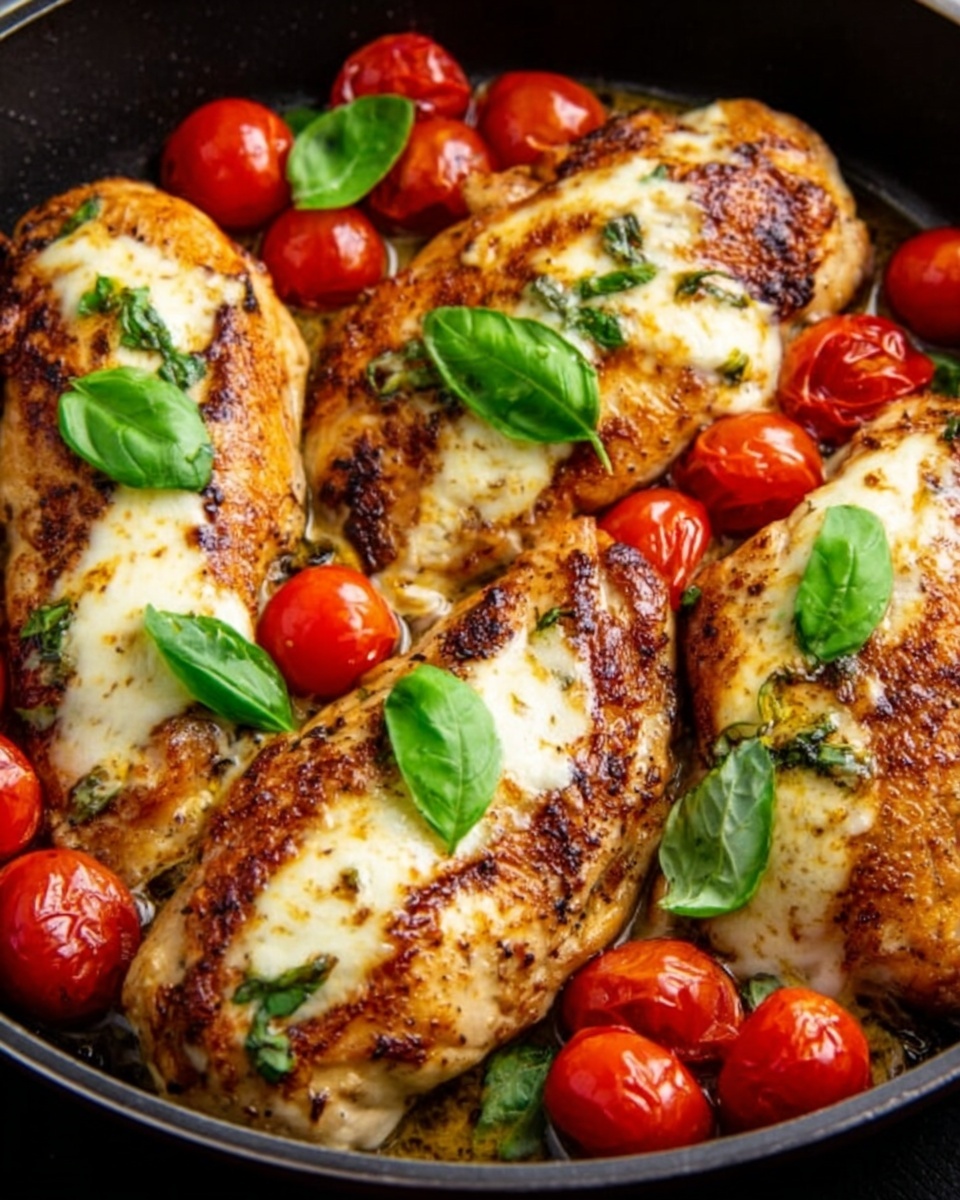 One Pan Balsamic Chicken with Tomato and Mozzarella Recipe - Recipe Image