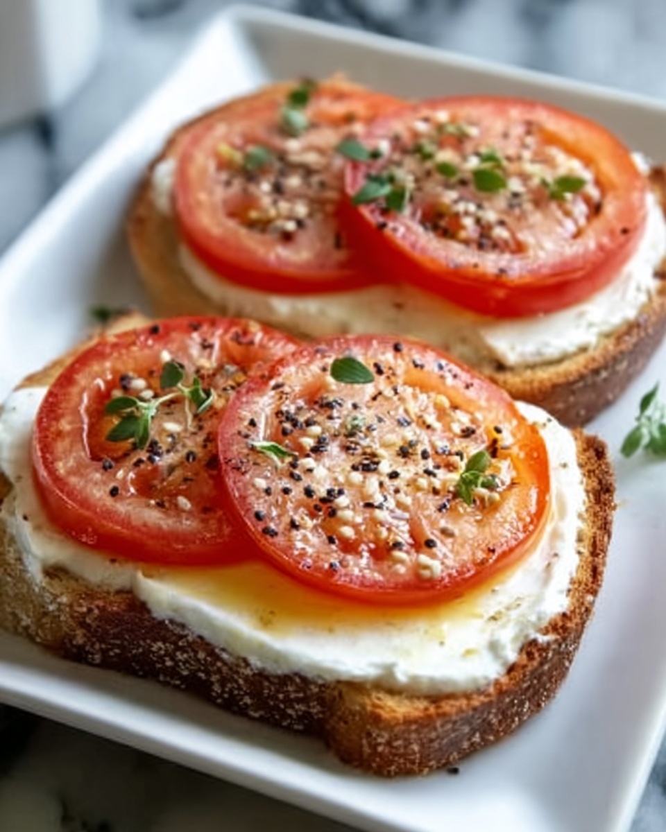 Ricotta & Tomato Toast with Sesame Seeds & Olive Oil Recipe - Recipe Image