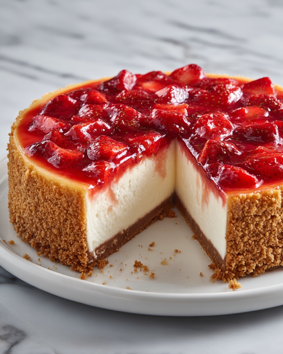 Next Level Baked Strawberry Cheesecake Recipe - Recipe Image