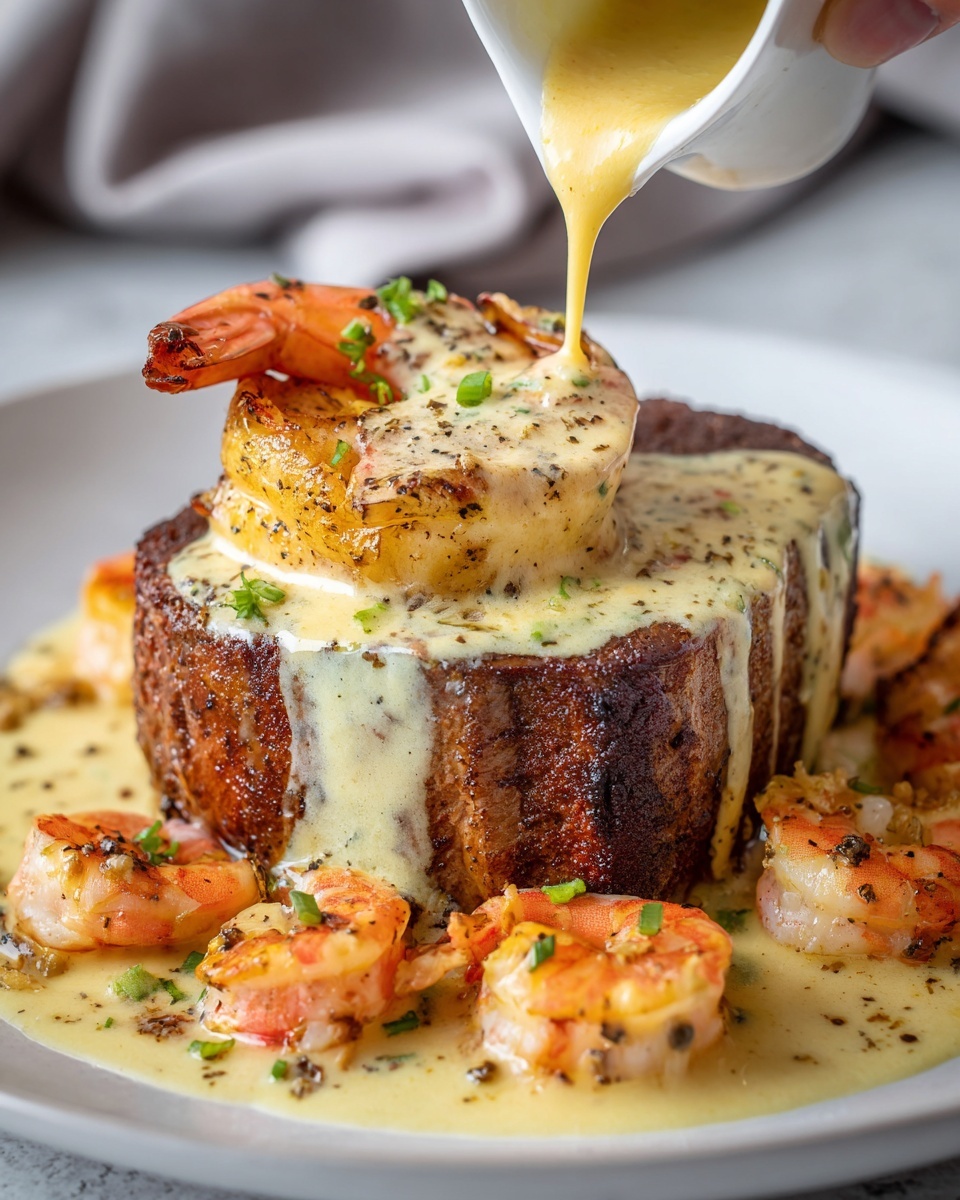 Filet Mignon with Shrimp and Lobster Cream Sauce Recipe - Recipe Image