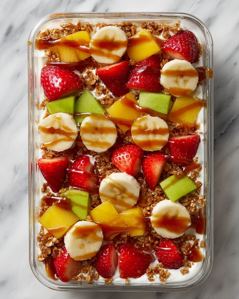 Cheesecake Fruit Salad with Caramel Drizzle Recipe - Recipe Image
