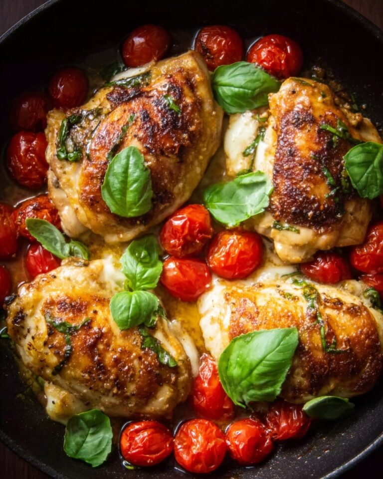 One Pan Balsamic Chicken with Tomato and Mozzarella Recipe