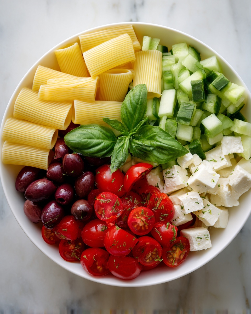 Horiatiki Pasta Salad Recipe - Recipe Image