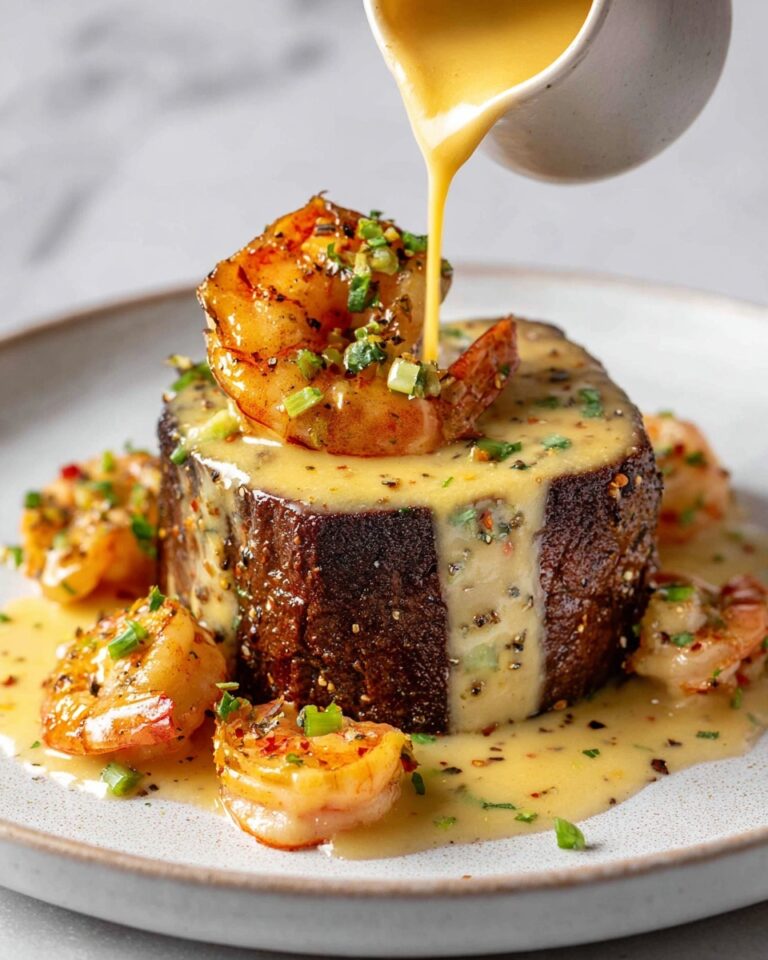 Filet Mignon with Shrimp and Lobster Cream Sauce Recipe