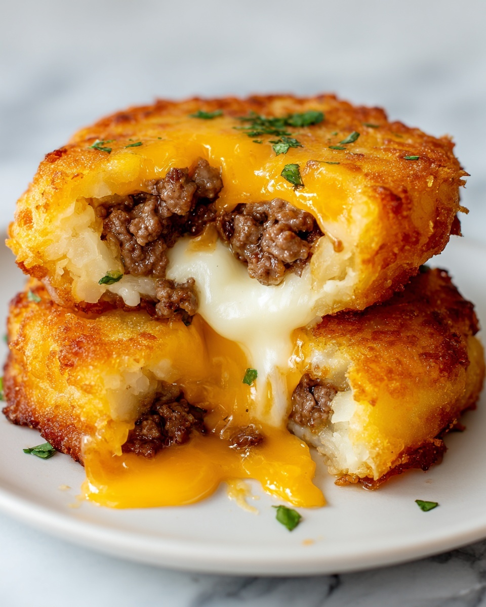 Cheesy Beef Stuffed Potato Cakes Recipe - Recipe Image