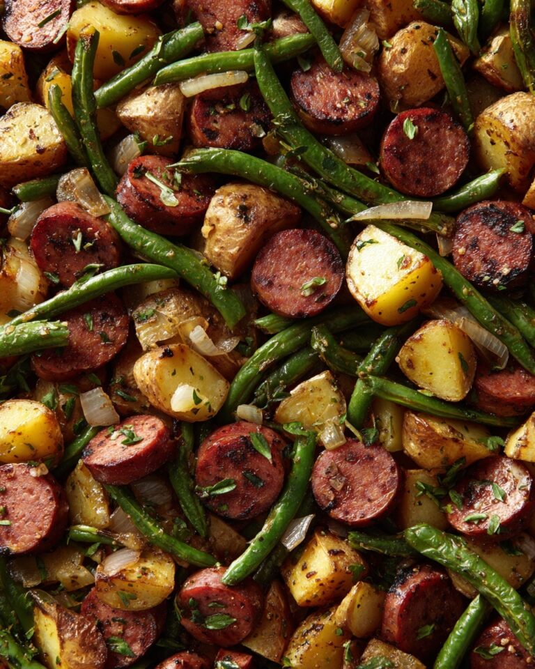 Sautéed Potatoes and Green Beans with Smoked Sausage Recipe