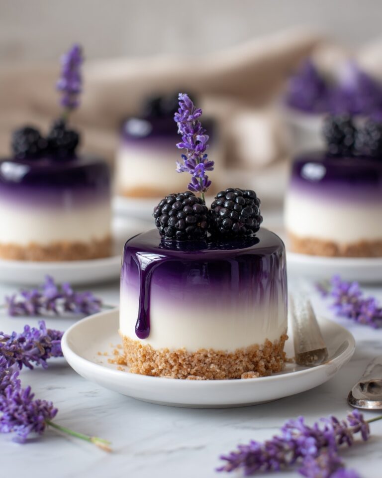 Mini Blackberry Cheesecakes with Lavender and Berry Glaze Recipe
