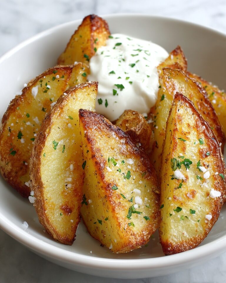 Crispy Parmesan Potato Wedges with Spicy Dipping Sauce Recipe