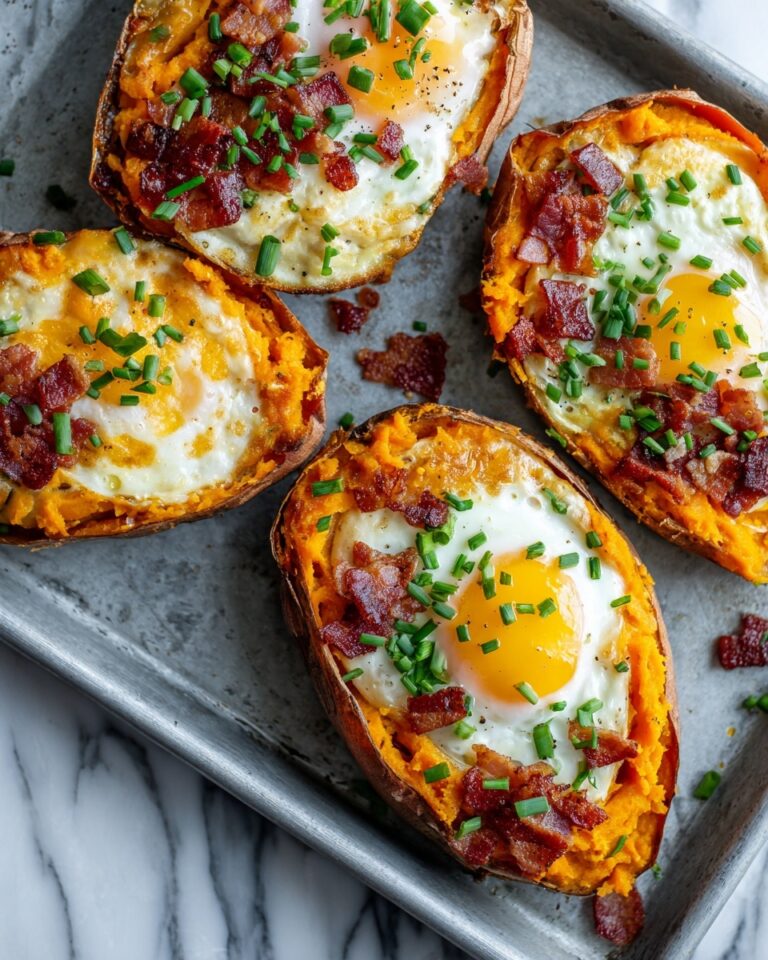 Baked Sweet Potato Boats with Bacon, Egg, and Cheddar Recipe