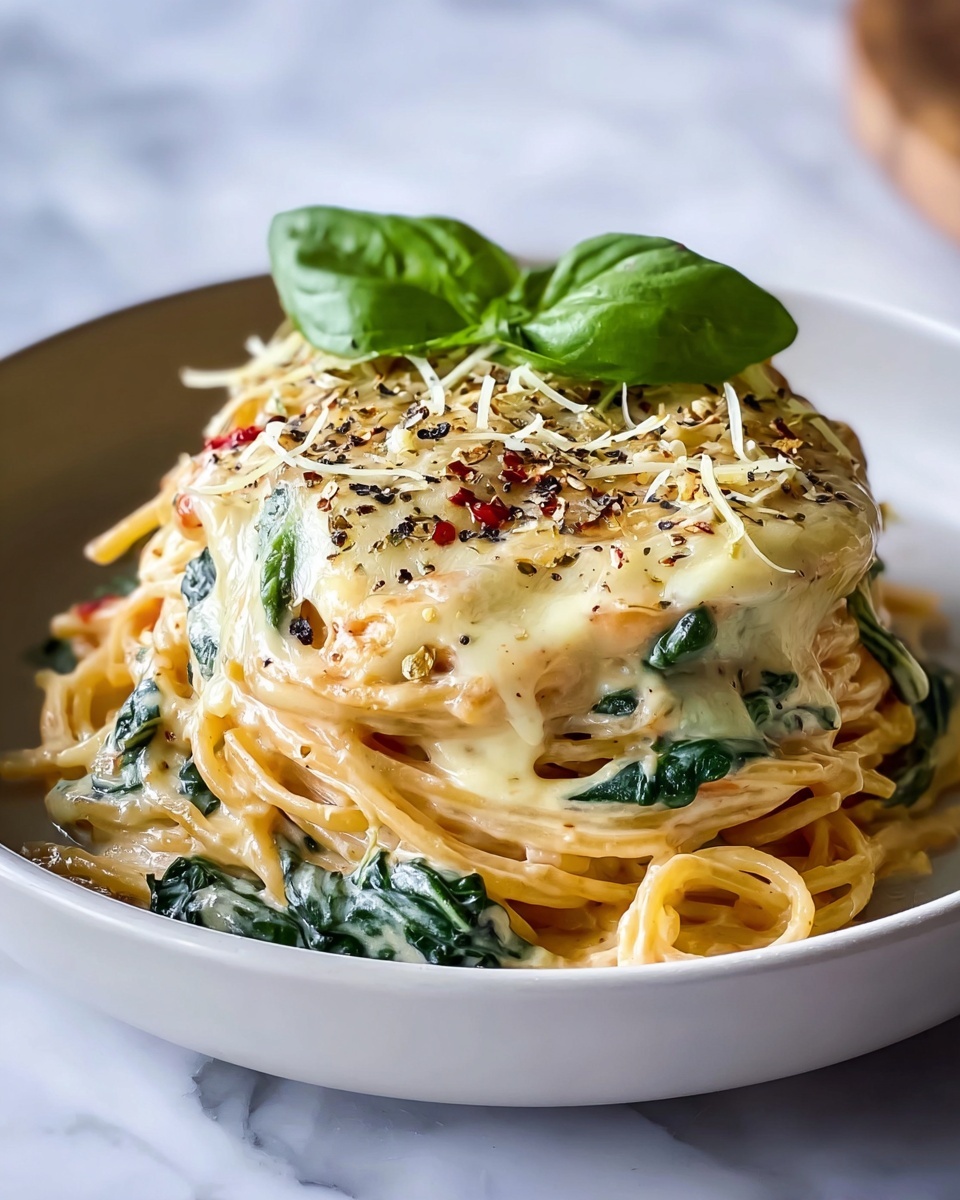 Spaghetti & Spinach with Sun-Dried Tomato Cream Sauce Recipe - Recipe Image