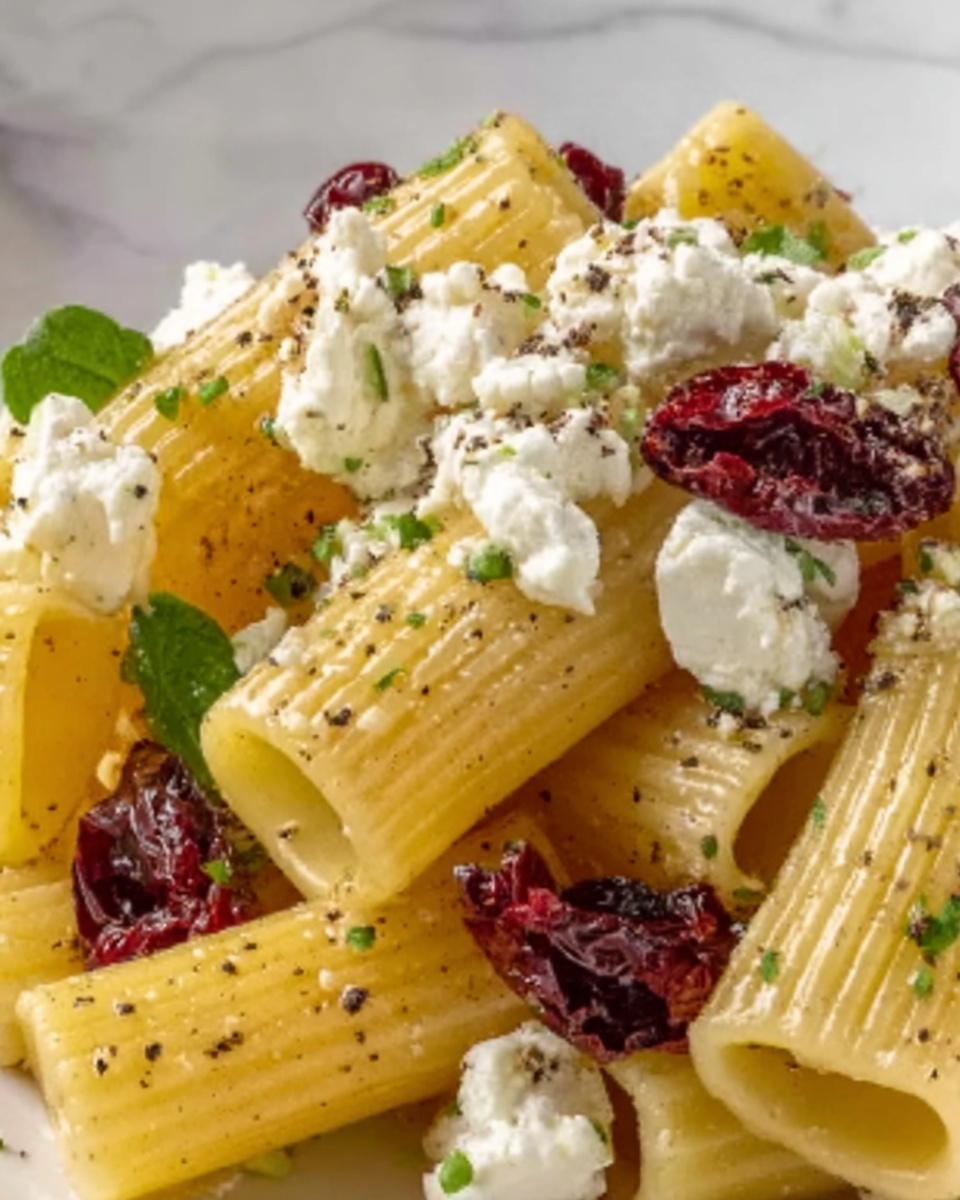Feta & Cranberry Rigatoni Salad with Lemon Vinaigrette Recipe - Recipe Image
