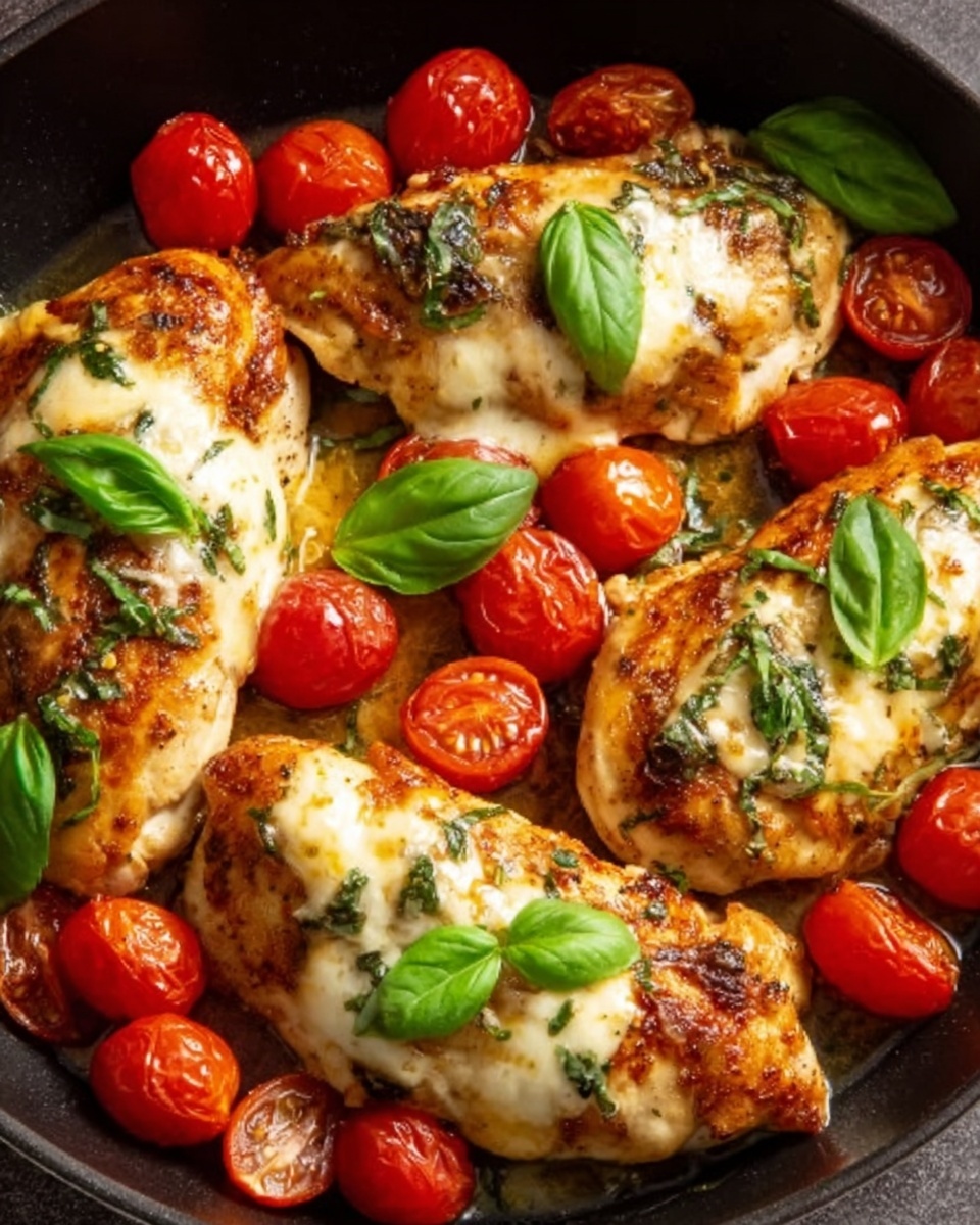One Pan Balsamic Chicken with Tomato and Mozzarella Recipe - Recipe Image