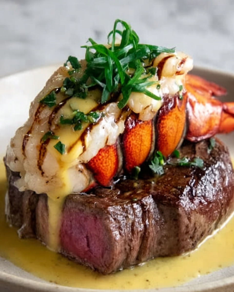 Surf and Turf with Lobster Tails and Filet Mignon topped with Hollandaise Sauce Recipe - Recipe Image