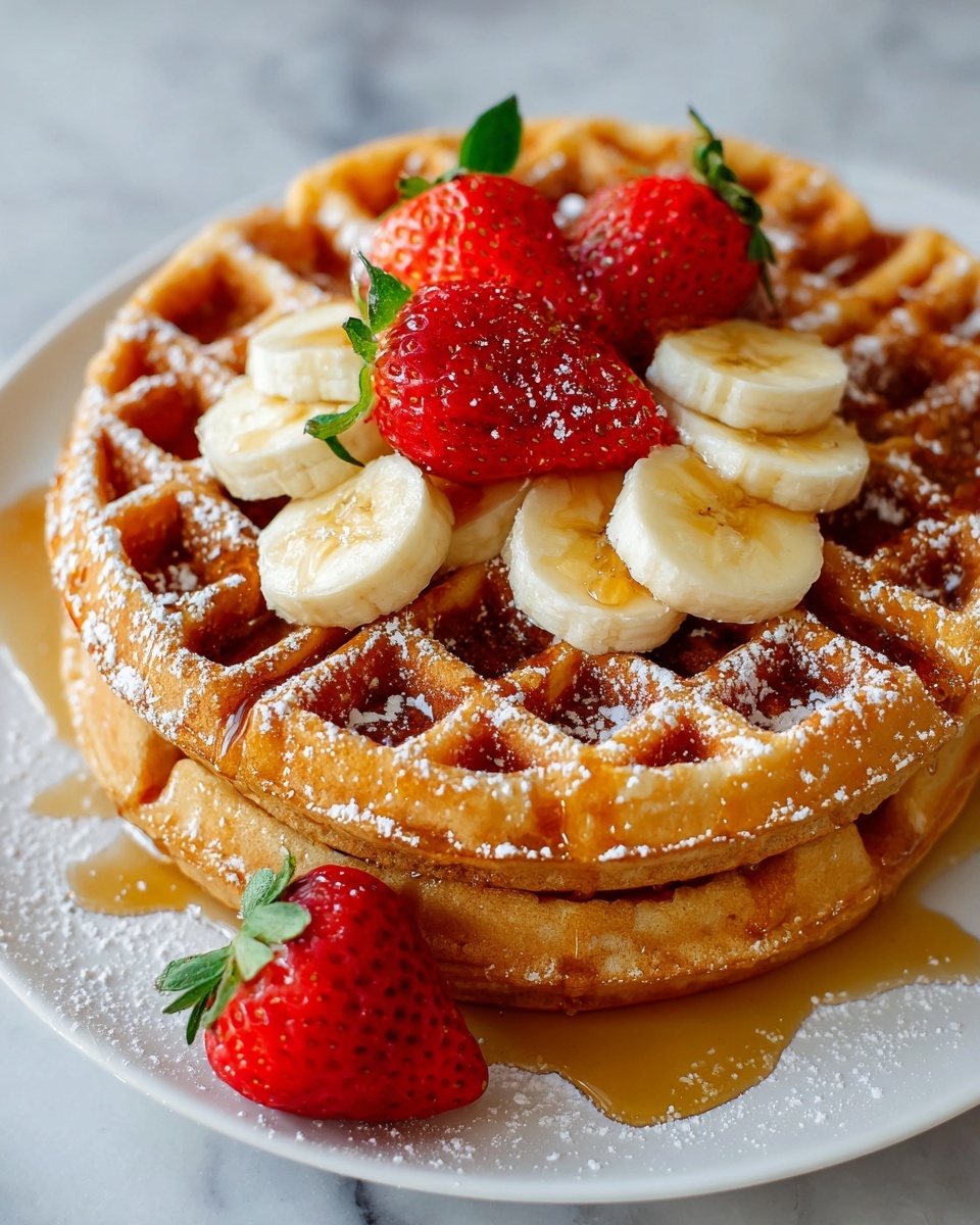Caramelized Coconut Banana Bread Waffle French Toast Recipe - Recipe Image