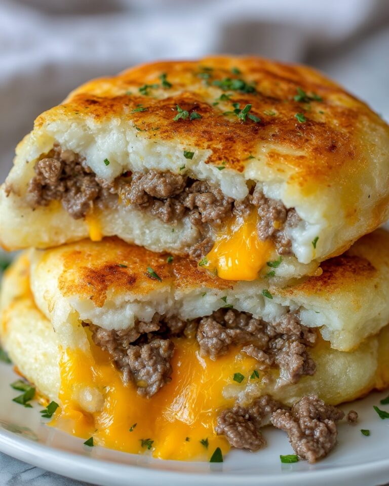 Cheesy Beef Stuffed Potato Cakes Recipe