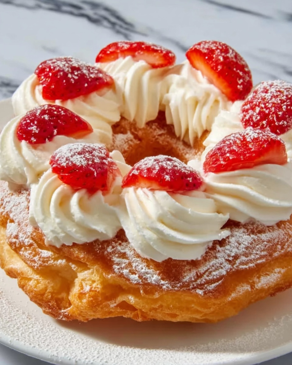Paris-Brest Pastry with Whipped Cream and Strawberries Recipe - Recipe Image