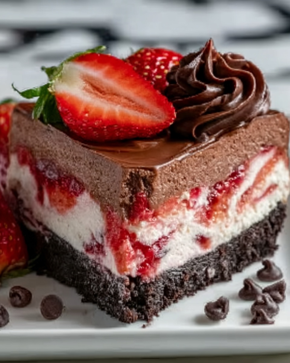 Chocolate Strawberry Swirl Cheesecake Recipe - Recipe Image