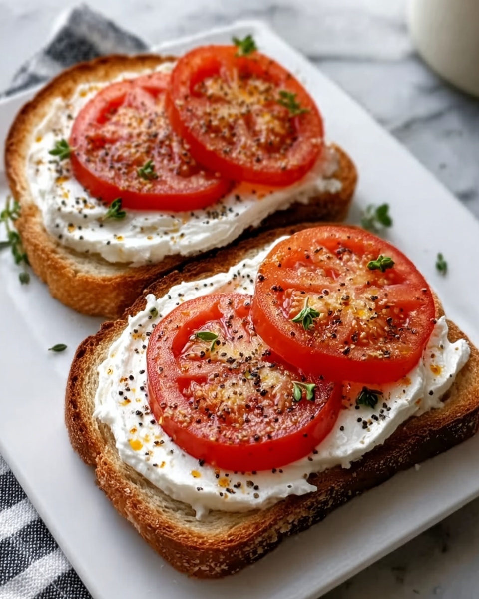 Ricotta & Tomato Toast with Sesame Seeds & Olive Oil Recipe - Recipe Image