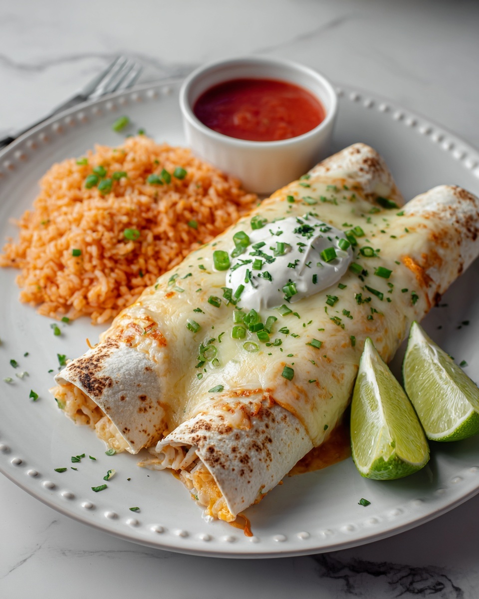 Smothered Green Chile Chicken Burritos Recipe - Recipe Image