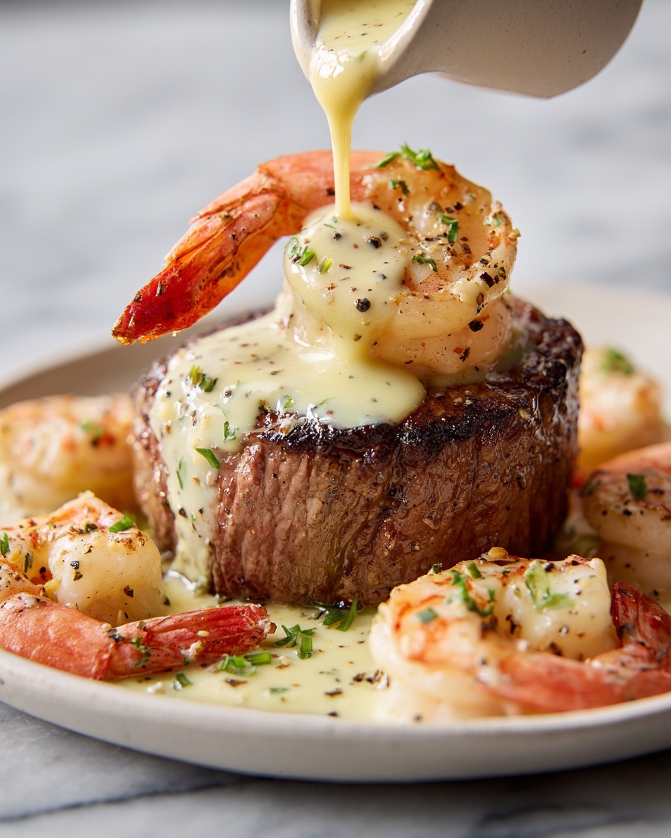 Filet Mignon with Shrimp and Lobster Cream Sauce Recipe - Recipe Image