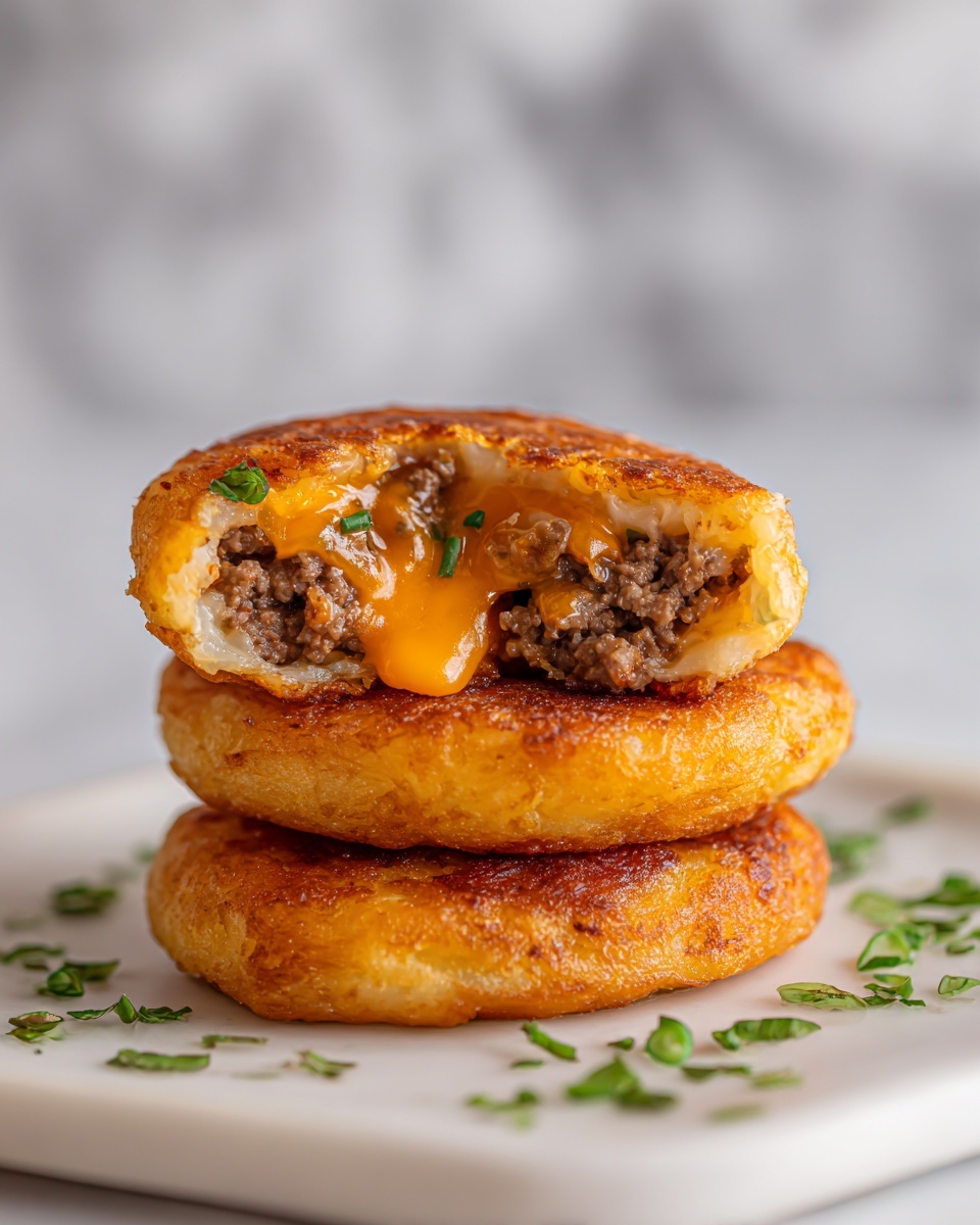 Cheesy Beef Stuffed Potato Cakes Recipe - Recipe Image