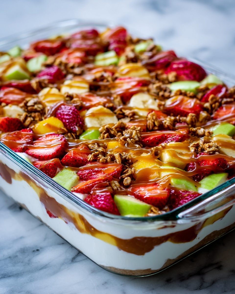Cheesecake Fruit Salad with Caramel Drizzle Recipe - Recipe Image