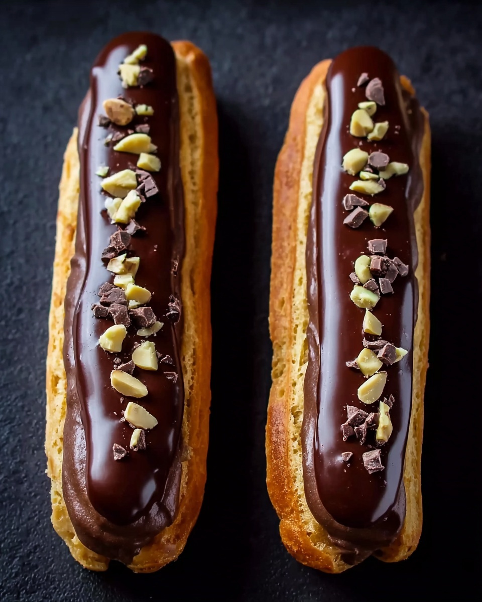 Chocolate Éclairs with Cream Filling and Chocolate Glaze Recipe - Recipe Image