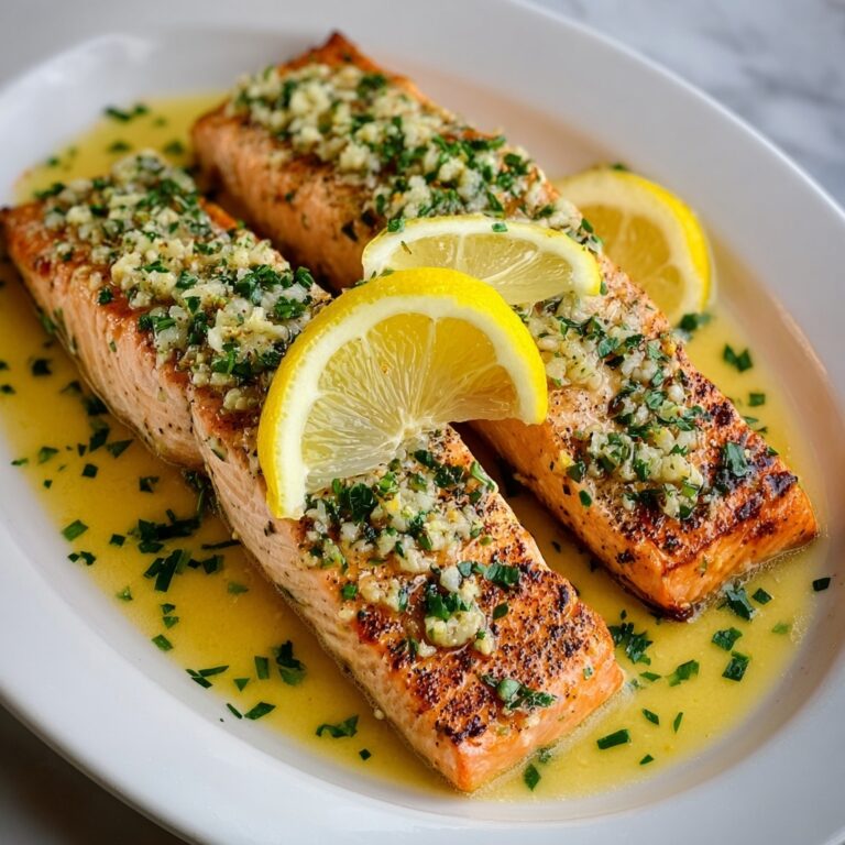 Salmon with Garlic Lemon Butter Sauce Recipe