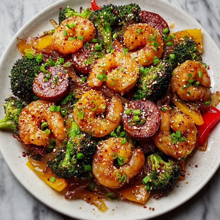 Honey Garlic Shrimp with Sausage & Veggies Recipe